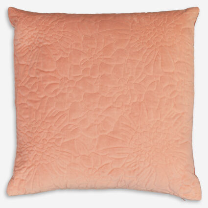 Pink Quilted Floral Cushion 45x45cm - Image 1 - please select to enlarge image