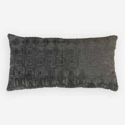 Grey Faux Fur Cushion 90x45cm - Image 1 - please select to enlarge image