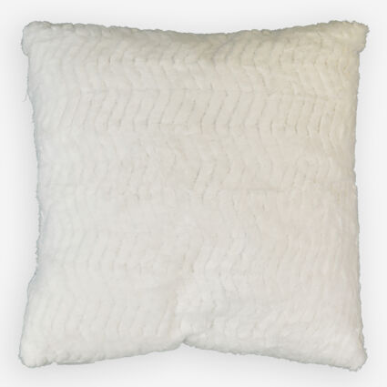 White Faux Fur Cushion 60x60cm - Image 1 - please select to enlarge image
