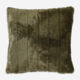 Moss Green Faux Fur Cushion 56x56cm - Image 1 - please select to enlarge image