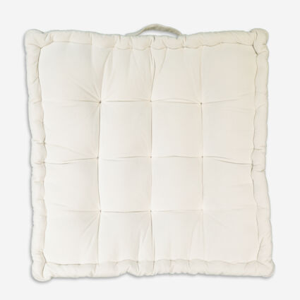 White Tufted Floor Cushion 61x61cm - Image 1 - please select to enlarge image