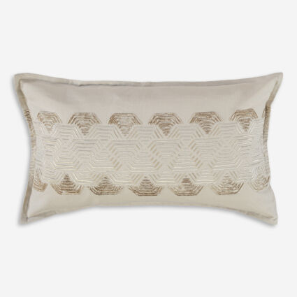 Champagne Embroidered Pattern Cushion 60x35cm - Image 1 - please select to enlarge image
