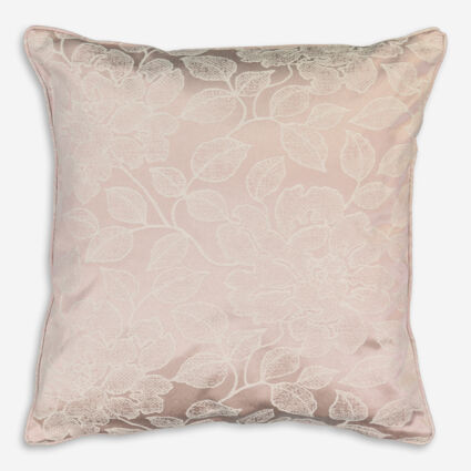 Pink Floral Patterned Cushion 40x40cm - Image 1 - please select to enlarge image