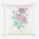 White & Pink Gathered Floral Cushion 40x40cm - Image 1 - please select to enlarge image