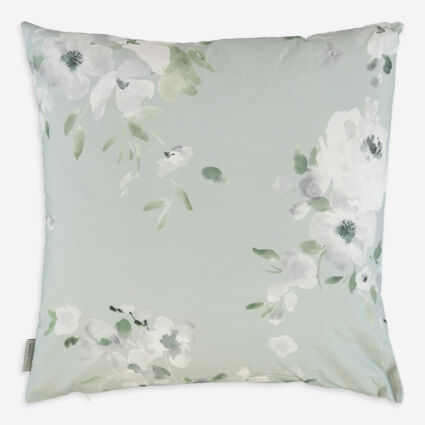 Sage Floral Patterned Cushion 60x60cm - Image 1 - please select to enlarge image