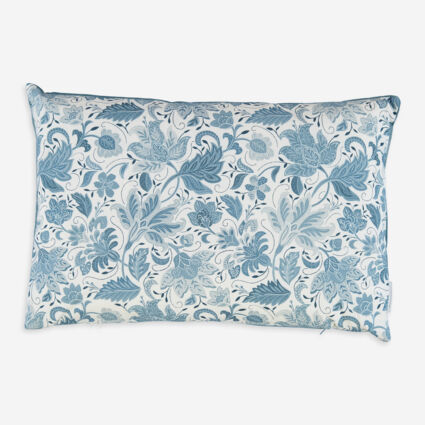 Blue & White Floral Patterned Cushion 50x50cm - Image 1 - please select to enlarge image