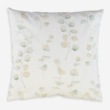 Cream Leaf Patterned Cushion 50x50cm - Image 1 - please select to enlarge image