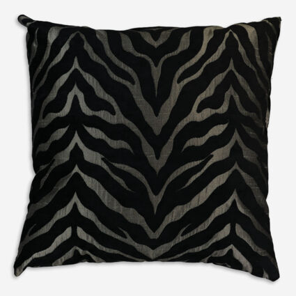 Black Animal Pattern Floor Cushion 70x70cm - Image 1 - please select to enlarge image