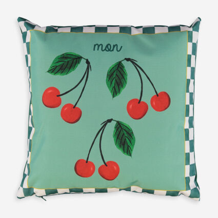 Green Cherry Cushion 43x43cm - Image 1 - please select to enlarge image