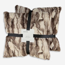 Brown & Cream Faux Fur Cushion Pair 50x50cm