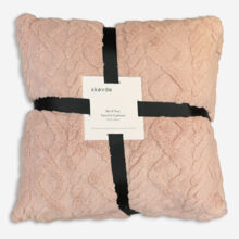 Two Pack Blush Faux Fur Cushions 50x50cm