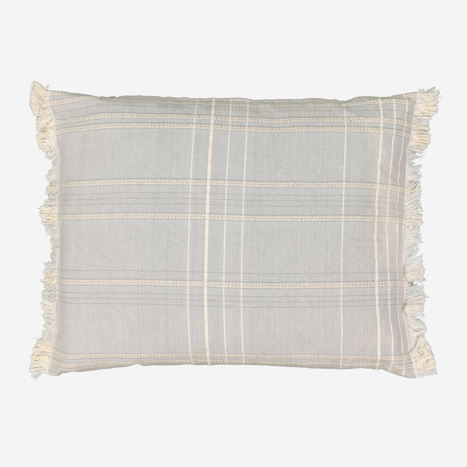 Grey Embroidered Check Cushion 50x40cm Grey Embroidered Check Cushion 50x40cm