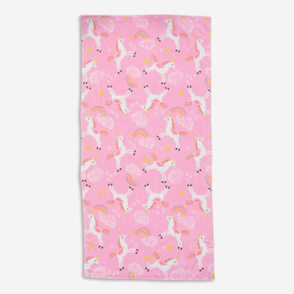 Pink Unicorn Beach Towel 147x71cm - Image 1 - please select to enlarge image