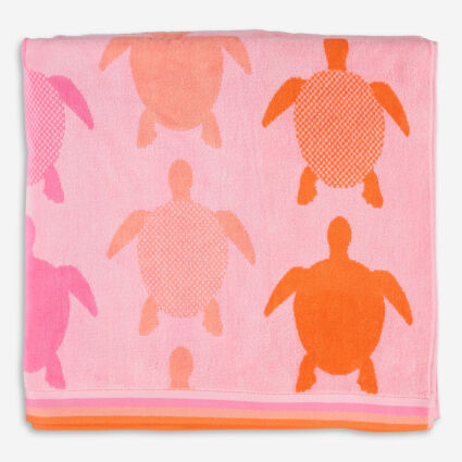 Pink Turtle Beach Towel 91x172cm - Image 1 - please select to enlarge image