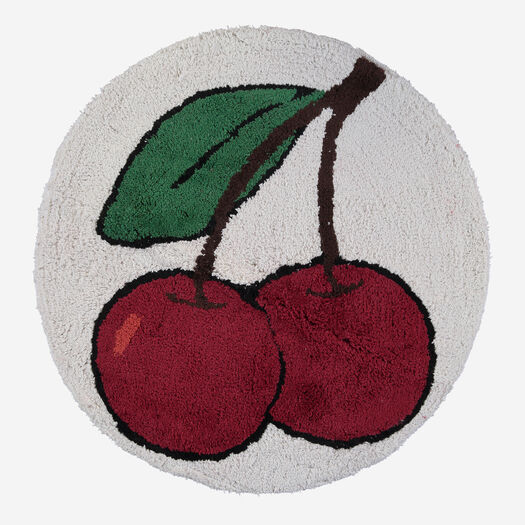 Red & Green Cherries Bath Mat 71x71cm - Image 1 - please select to enlarge image