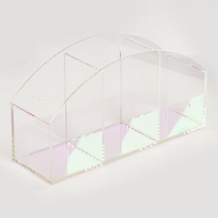 Clear Iridescent Desk Tidy 11x20cm - Image 1 - please select to enlarge image