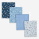Four Piece Blue Patterned Patchwork Fabric - Image 2 - please select to enlarge image