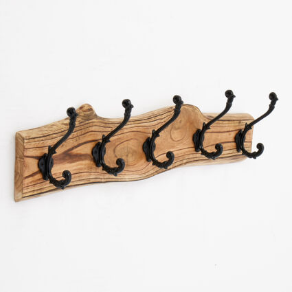 Wooden Wall Hooks 60.5x15.5cm - Image 1 - please select to enlarge image