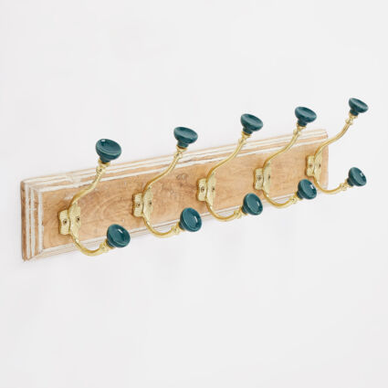 Multicolour Five Double Wooden Hooks - Image 1 - please select to enlarge image