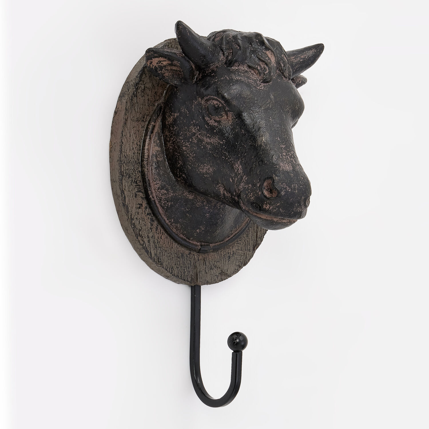 Cast Iron Bull Head Skull Decorative Metal Wall Hooks - 6 L x 2 W x 6 H  - Bed Bath & Beyond - 35523207