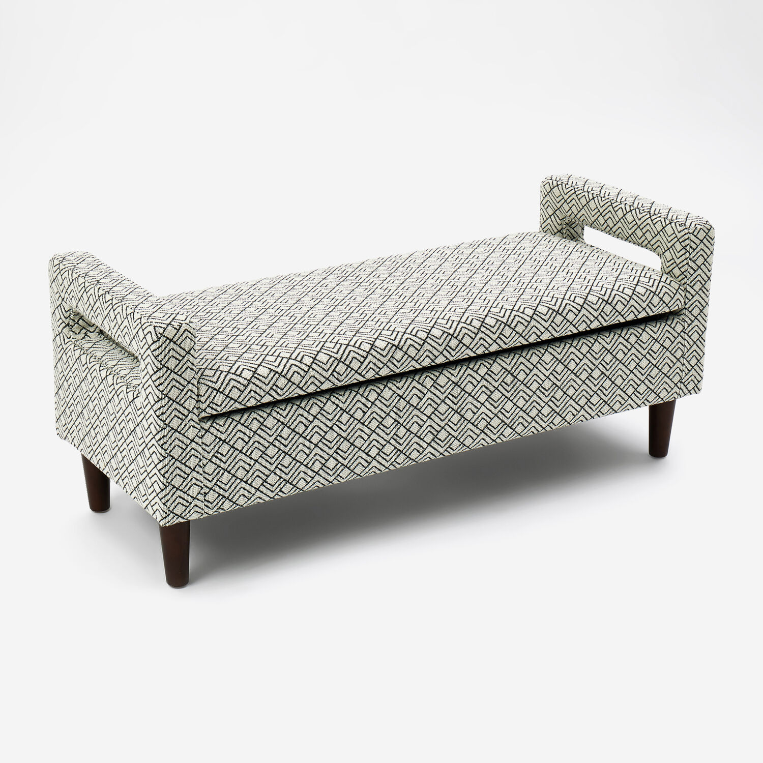 Grey Geometric Pattern Storage Bench 53x127cm - TK Maxx UK
