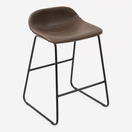 Brown Grained Bar Stool 75x42cm - Image 1 - please select to enlarge image