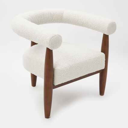 Cream Boucle & Wood U Chair 70x78cm - Image 1 - please select to enlarge image