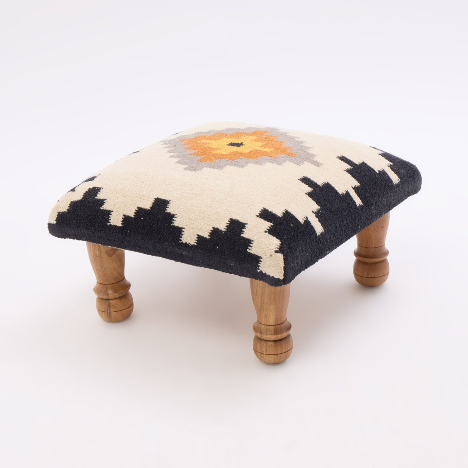 Geometric Pattern Footstool Multicolour Geometric Pattern Footstool 24x42cm - TK Maxx UK
