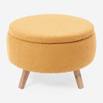 Mustard Boucle Round Storage Ottoman 44x64cm - Image 1 - please select to enlarge image