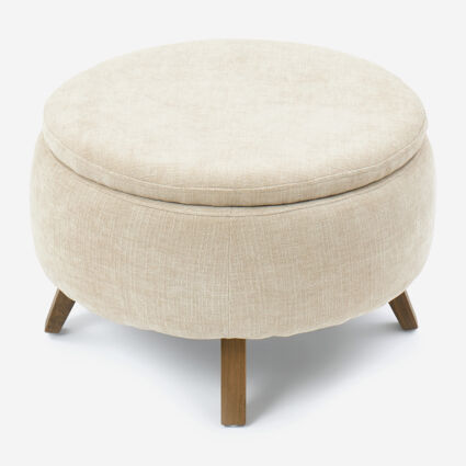 Beige Boucle Round Storage Ottoman 44x64cm - Image 1 - please select to enlarge image