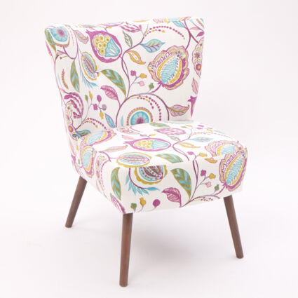 Multicolour Floral Patterned Accent Chair 75x64cm - Image 1 - please select to enlarge image