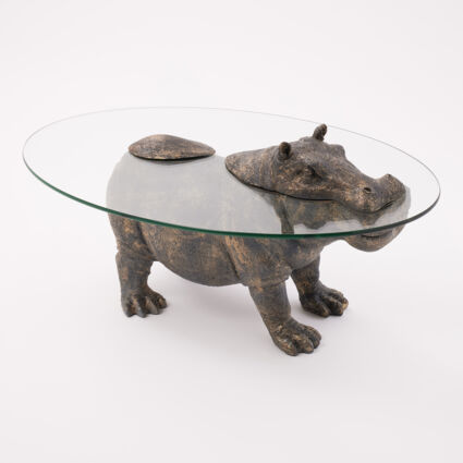 Brass Tone Hippopotamus Side Table 50x80cm - Image 1 - please select to enlarge image