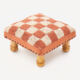 Rust & Cream Checkerboard Footstool 41x41cm - Image 1 - please select to enlarge image