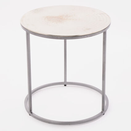 Silver Tone Circular Side Table 51x48cm - Image 1 - please select to enlarge image