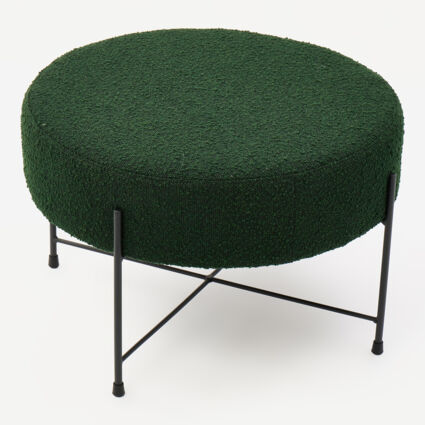 Green Boucle Metal Ottoman 40x64cm - Image 1 - please select to enlarge image