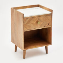 Marble Wooden Bedside Table 61x43cm