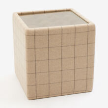 Beige Wool & Leather Side Table