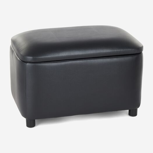 Schwarzer Ottomane in Lederoptik 42x70cm - Bild 1 - bitte auswählen, um das Bild zu vergrößern