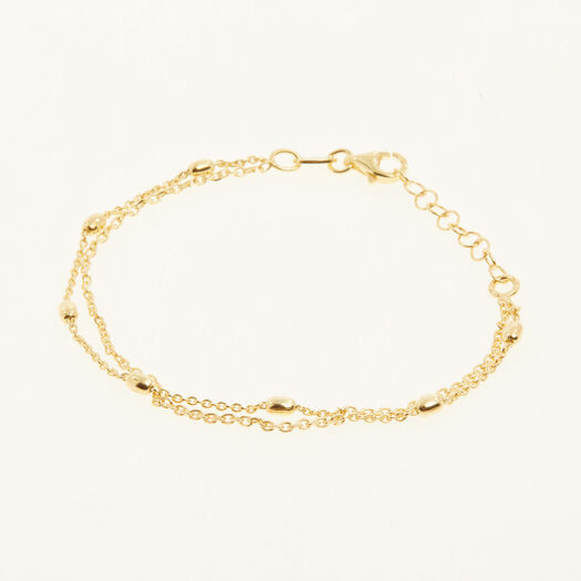 750er vergoldetes Armband aus Sterlingsilber mit zwei Reihen - Bild 1 - bitte auswählen, um das Bild zu vergrößern