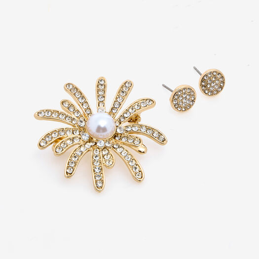 Two Piece Gold Tone Brooch & Earring Set - Image 1 - please select to enlarge image