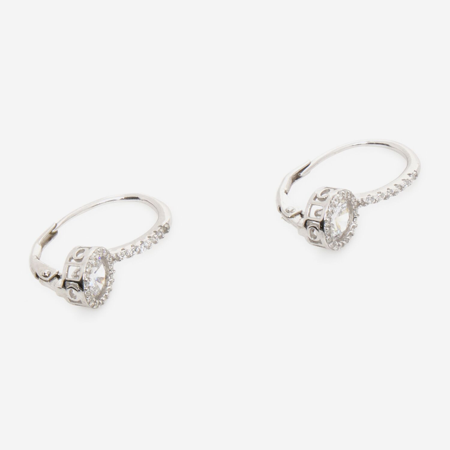 Sterling Silver Cubic Zirconia Halo Hoop Earrings TK Maxx UK