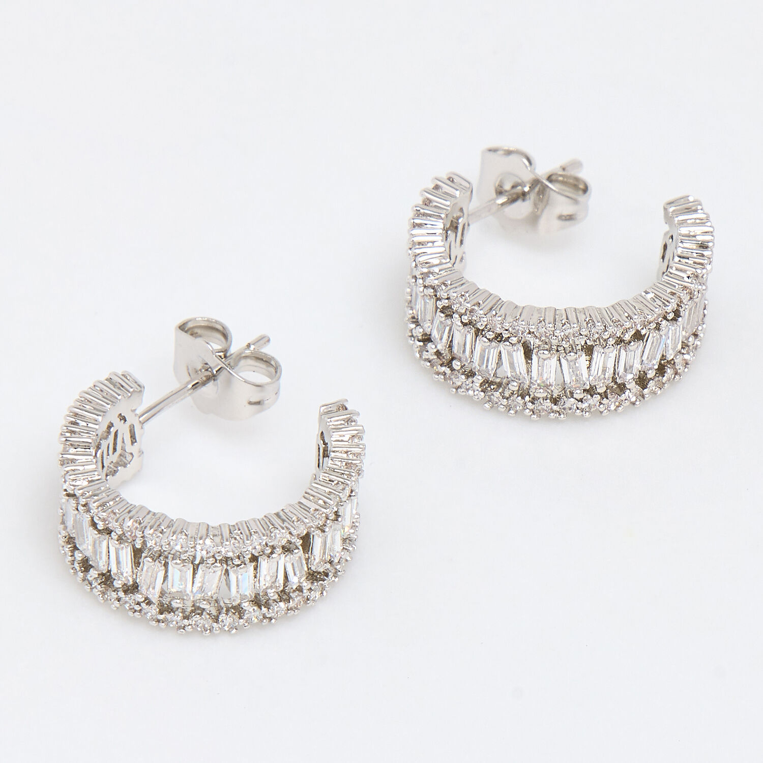Silver Tone Brass Embellished Hoop Earrings TK Maxx UK
