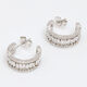 Silver Tone Brass Embellished Hoop Earrings - Image 1 - please select to enlarge image