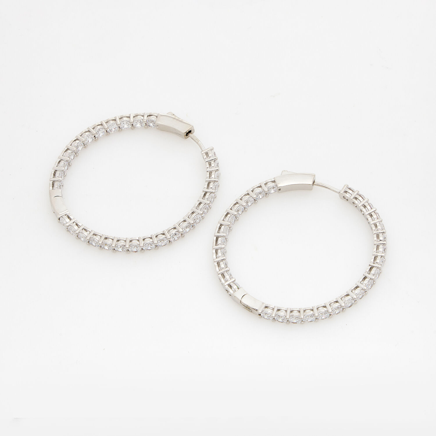 Rhodium Plated Large Hoop Earrings TK Maxx UK - Main Image