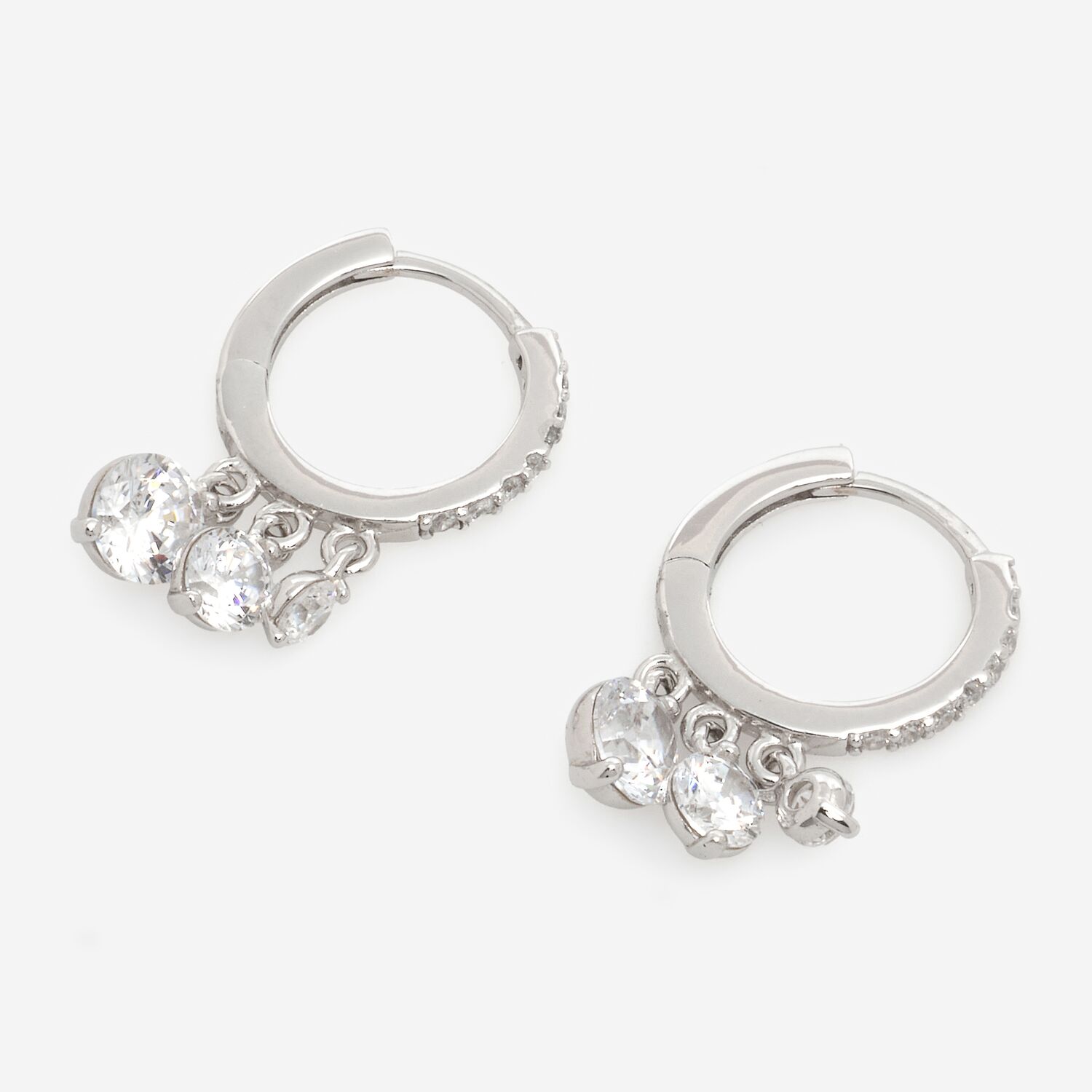 Sterling Silver Drop Gem Hoop Earrings TK Maxx UK