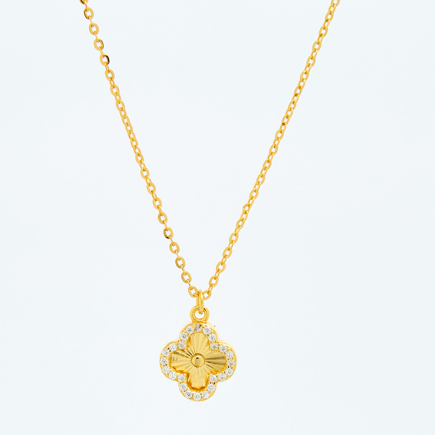 Gold Plated Sterling Silver Clover Pendant Necklace TK Maxx UK