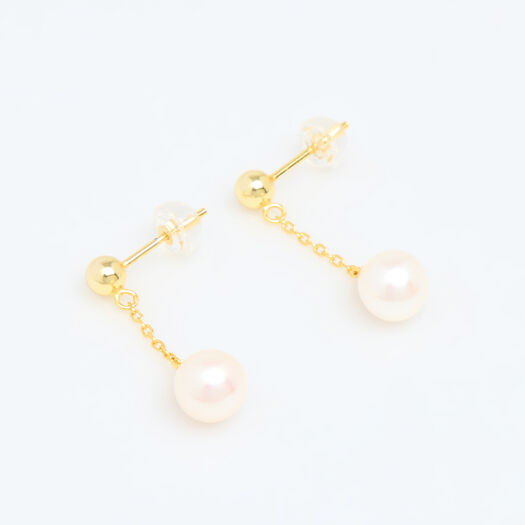18ct Gold Plated Sterling Silver Ball & Chain Drop Earrings - Image 1 - please select to enlarge image