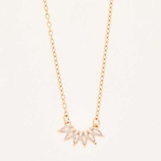 Roségoldfarbene Halskette mit Ziersteinen - Bild 1 - bitte auswählen, um das Bild zu vergrößern