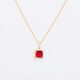Gold Tone Red Stone Pendant Necklace  - Image 1 - please select to enlarge image