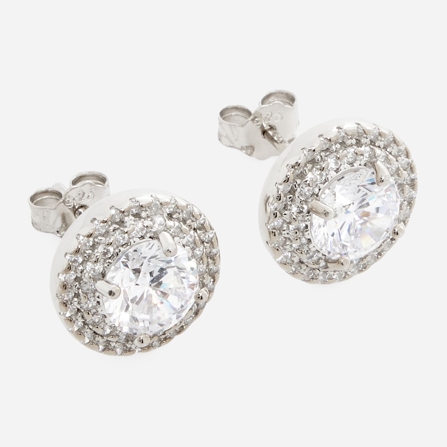 Platinum Plated Sterling Silver Cubic Zirconia Earrings TK Maxx UK
